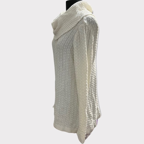 Intro antique white 1X cowl neck knit sweater - Picture 2 of 7